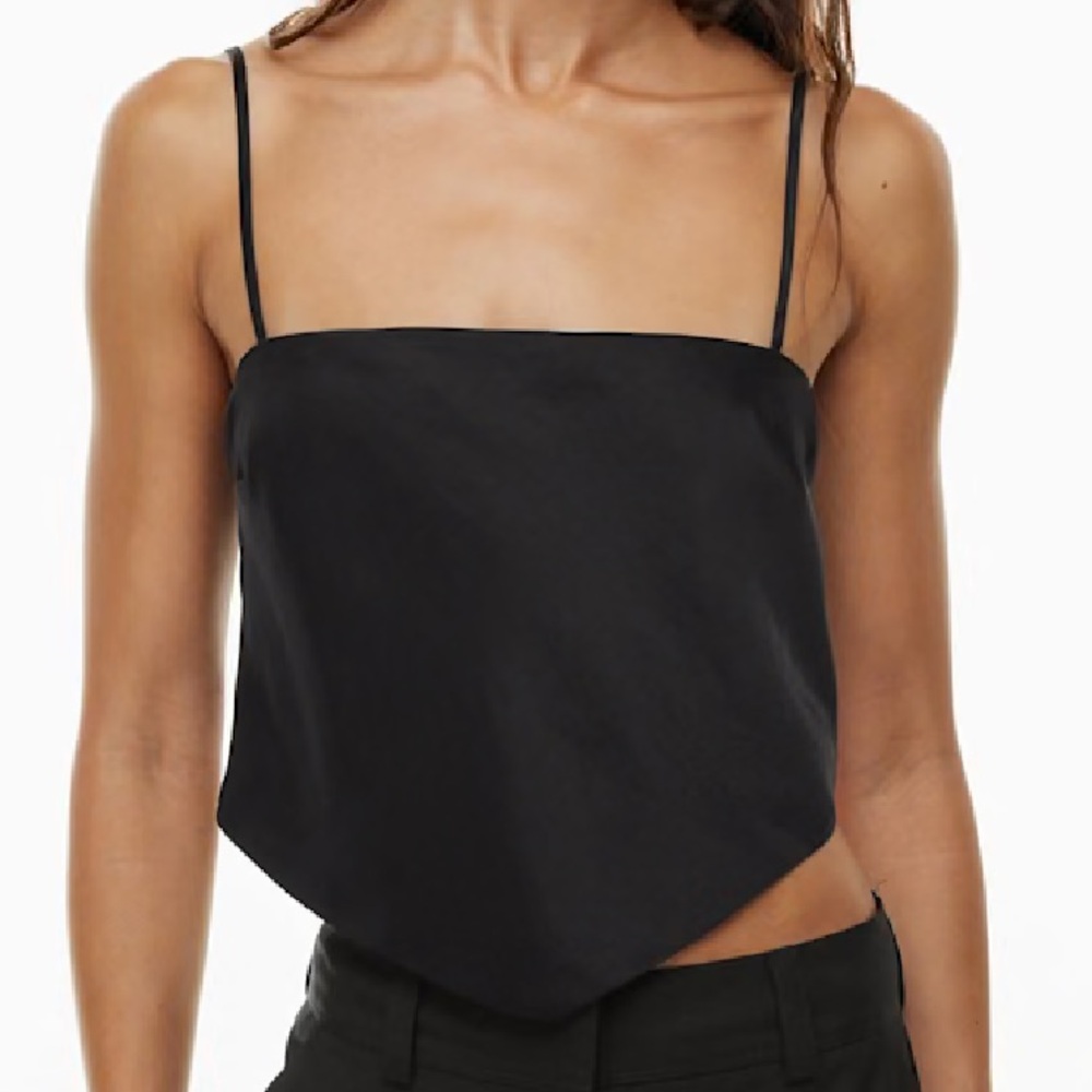 Sunday Best Black Satin Handkerchief Hem Cami